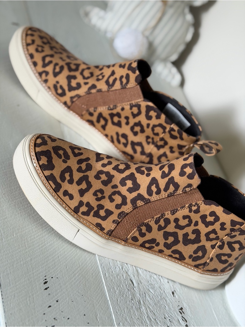 Toms Leopard-Print Slip-On Loafers in Brown and Black